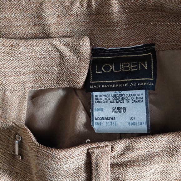 LOUBEN Wool Pants Blazer Suit Set, Brown, Metal Tread Strip Fabric, Size 10 - Picture 9 of 11